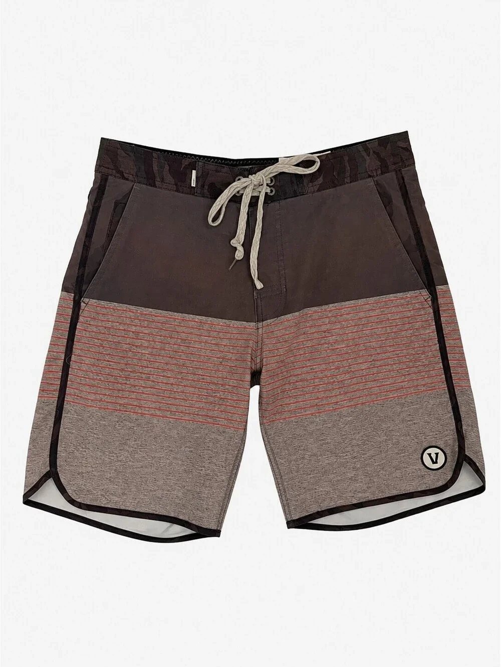 Vuori Boardshorts Men's Size 28 Brown Stripe 4-Way Stretch Hybrid Shorts